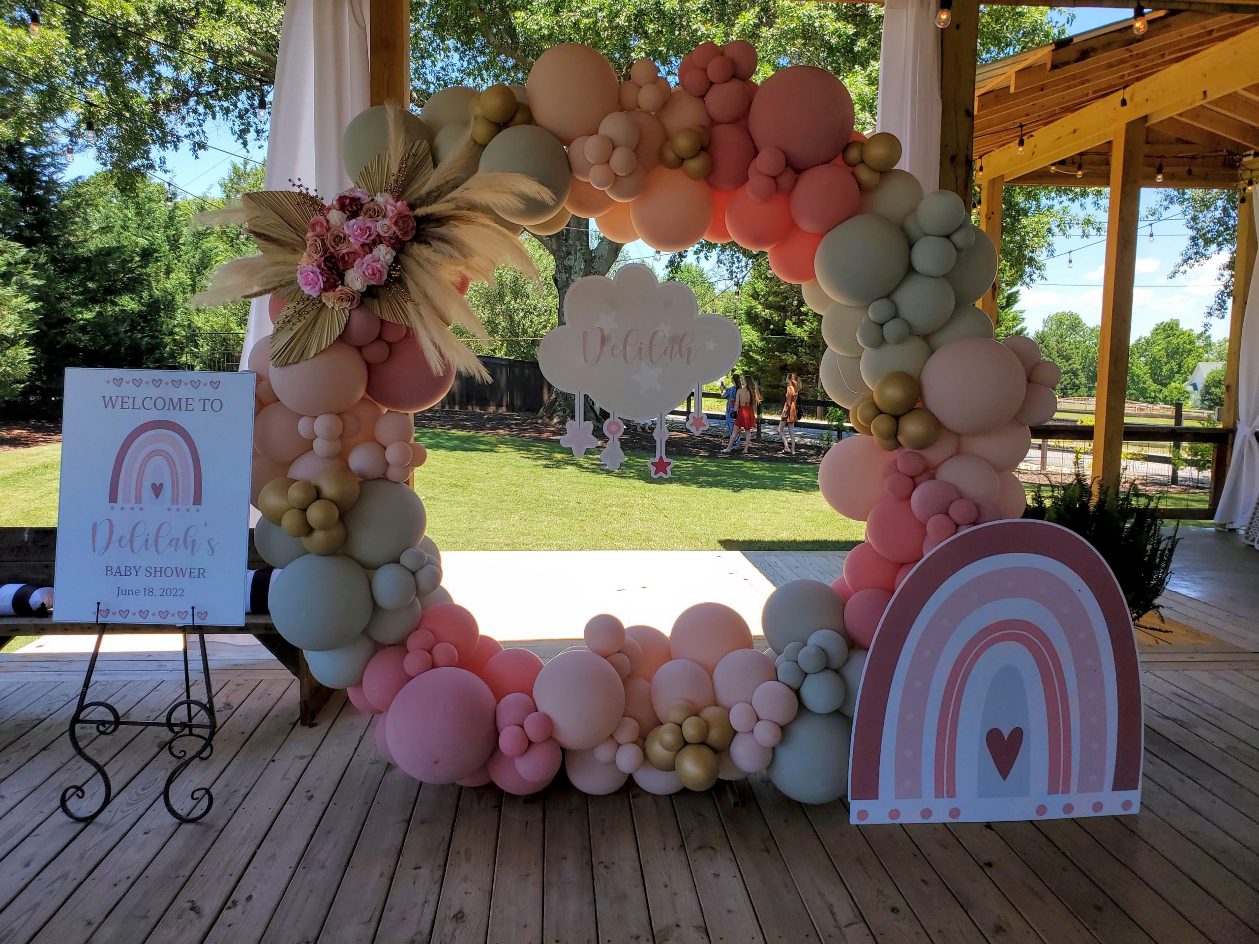 Balloon Garland,  8x8 Vinyl Backdrop & StepnRepeat Stand Rental