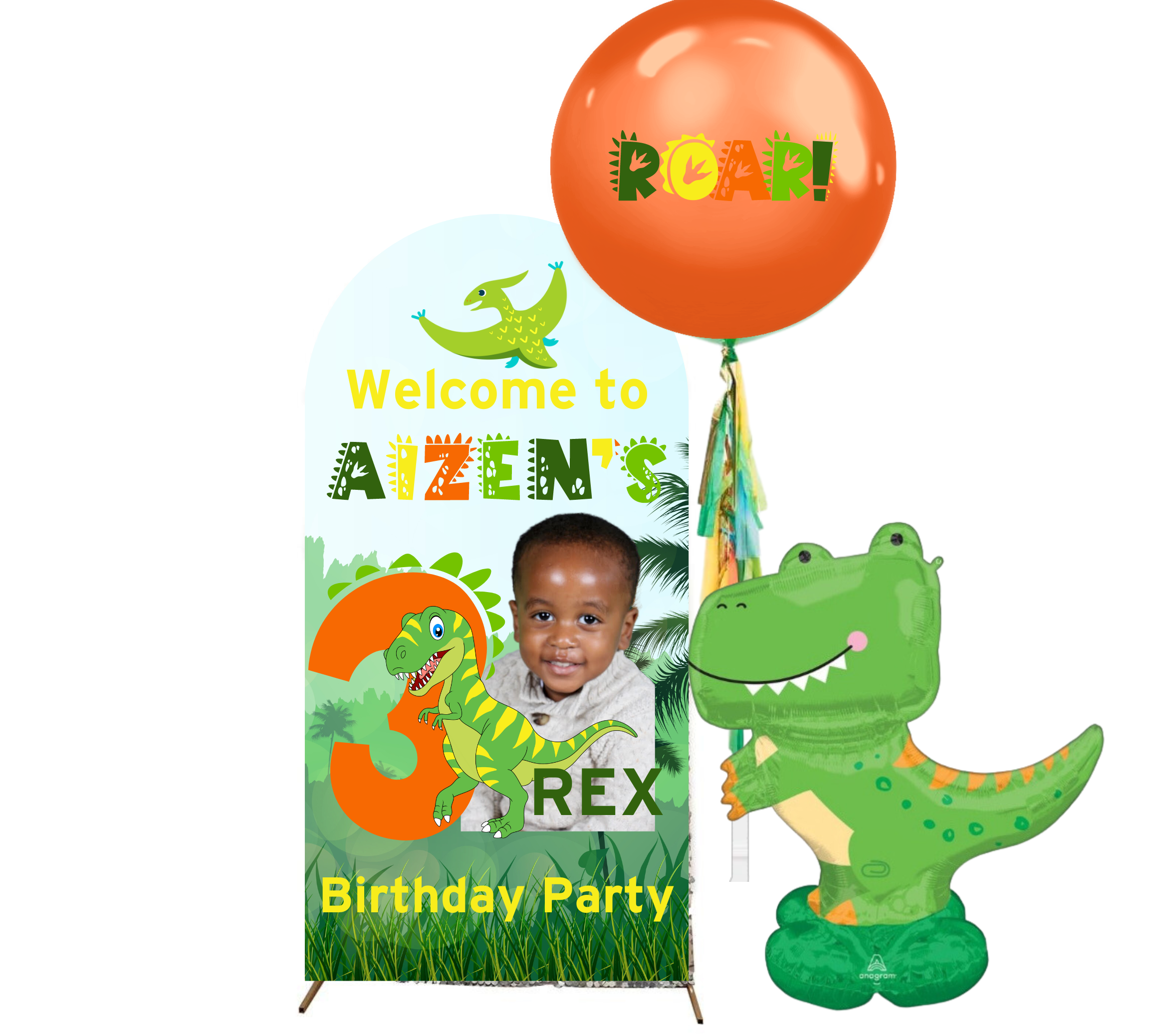 5ft Welcome Sign w/ Jumbo Personalized Balloon