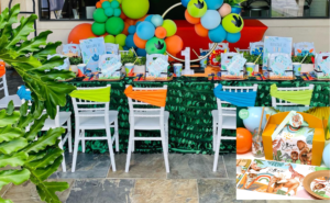 Deluxe - Seating for 16, 2 Tables, 2 Centerpieces & Custom Themed Place Setting w/ Treat Boxes 